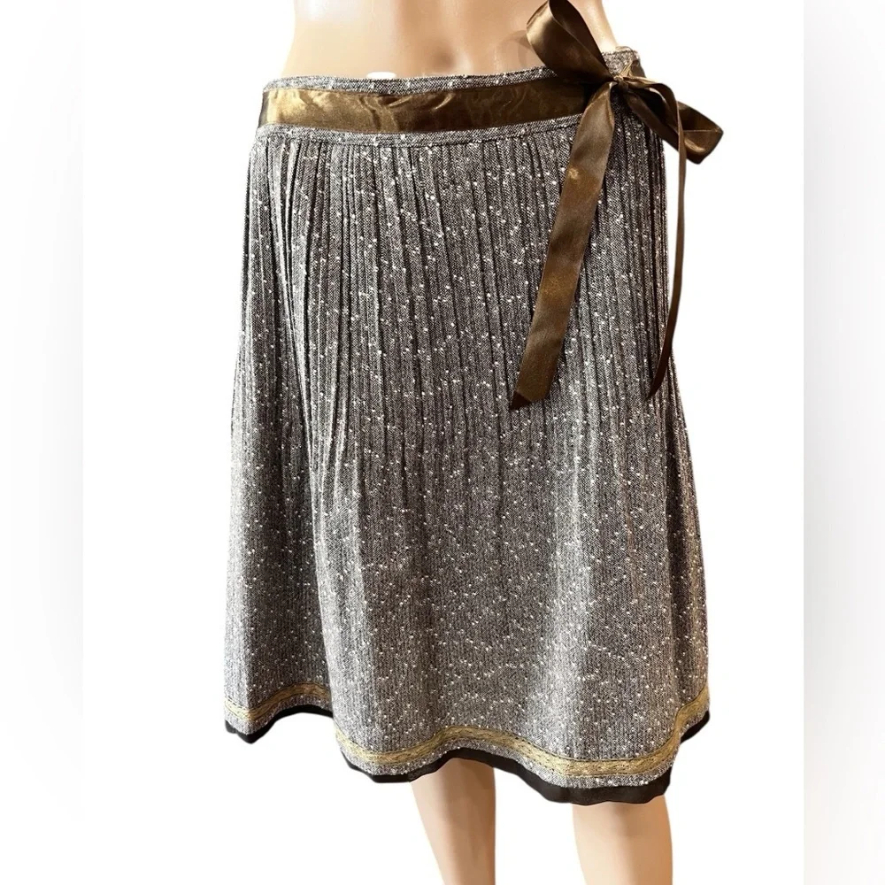 Vintage 80’s 90’s Hong Kong tweed pleated glittery school girl skirt.-L